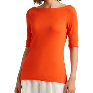 Ralph Lauren Cuffed Sleeve Boatneck Tee (L)